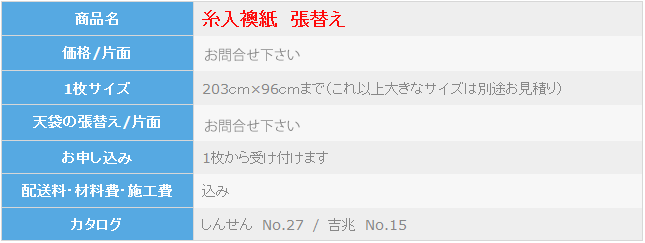 糸入り襖の張替え